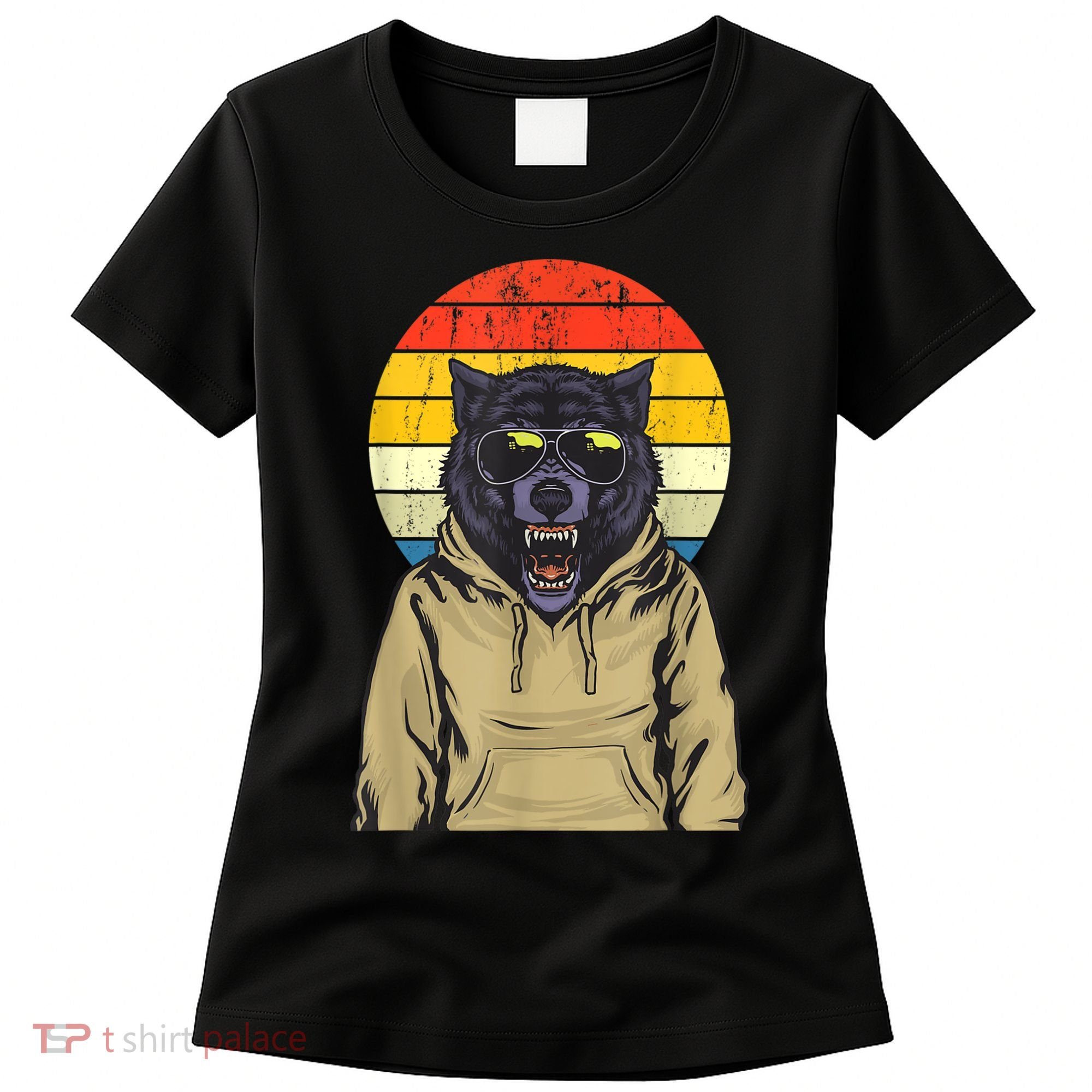 Retro Sunset Wolf Women's T-Shirt