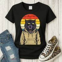 Retro Sunset Wolf Women's T-Shirt thumb 3