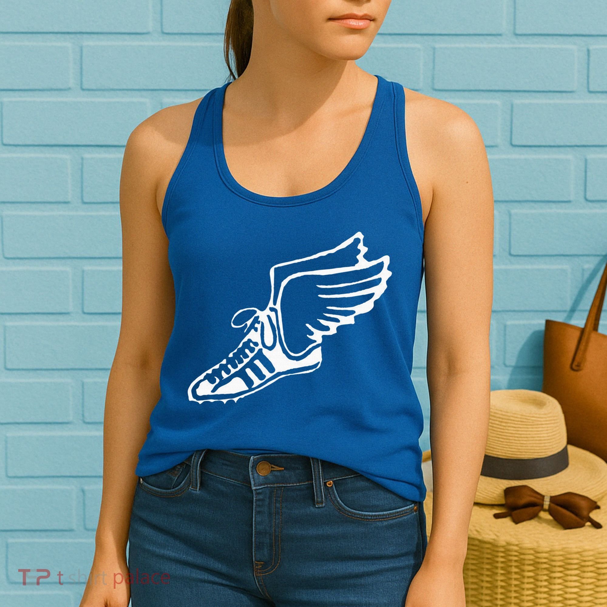 Running Shoe With Wings Track And Field Sneaker Women's Tank Top
