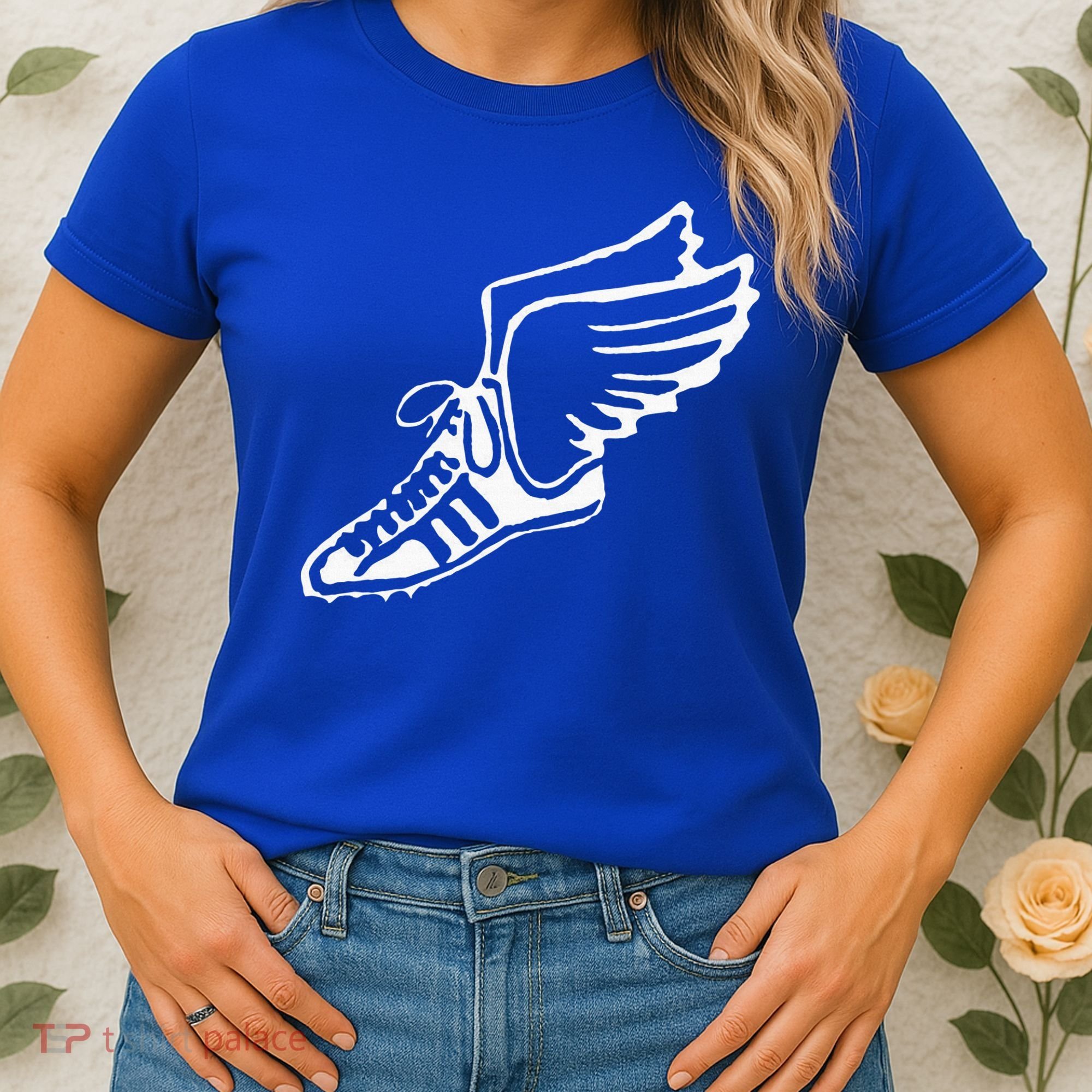 Running Shoe With Wings Track And Field Sneaker Women's T-Shirt