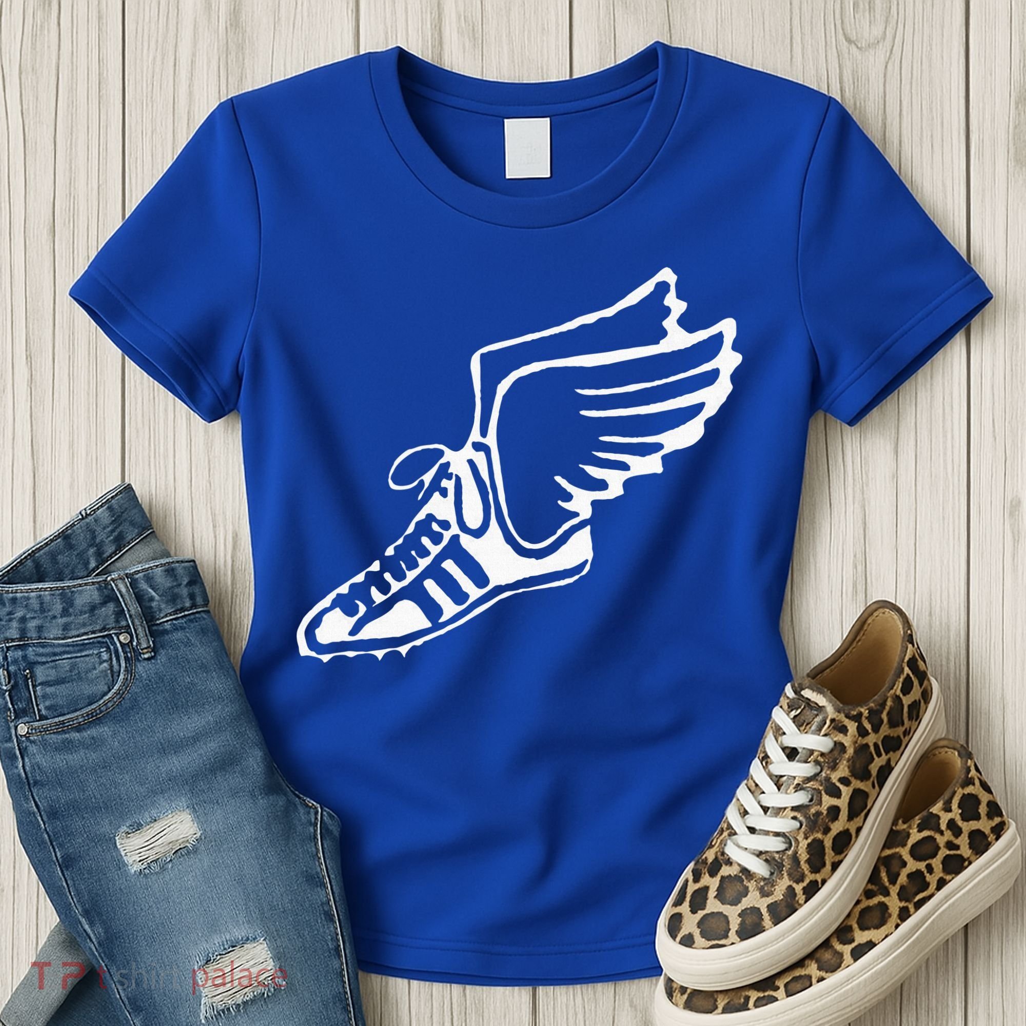 Running Shoe With Wings Track And Field Sneaker Women's T-Shirt