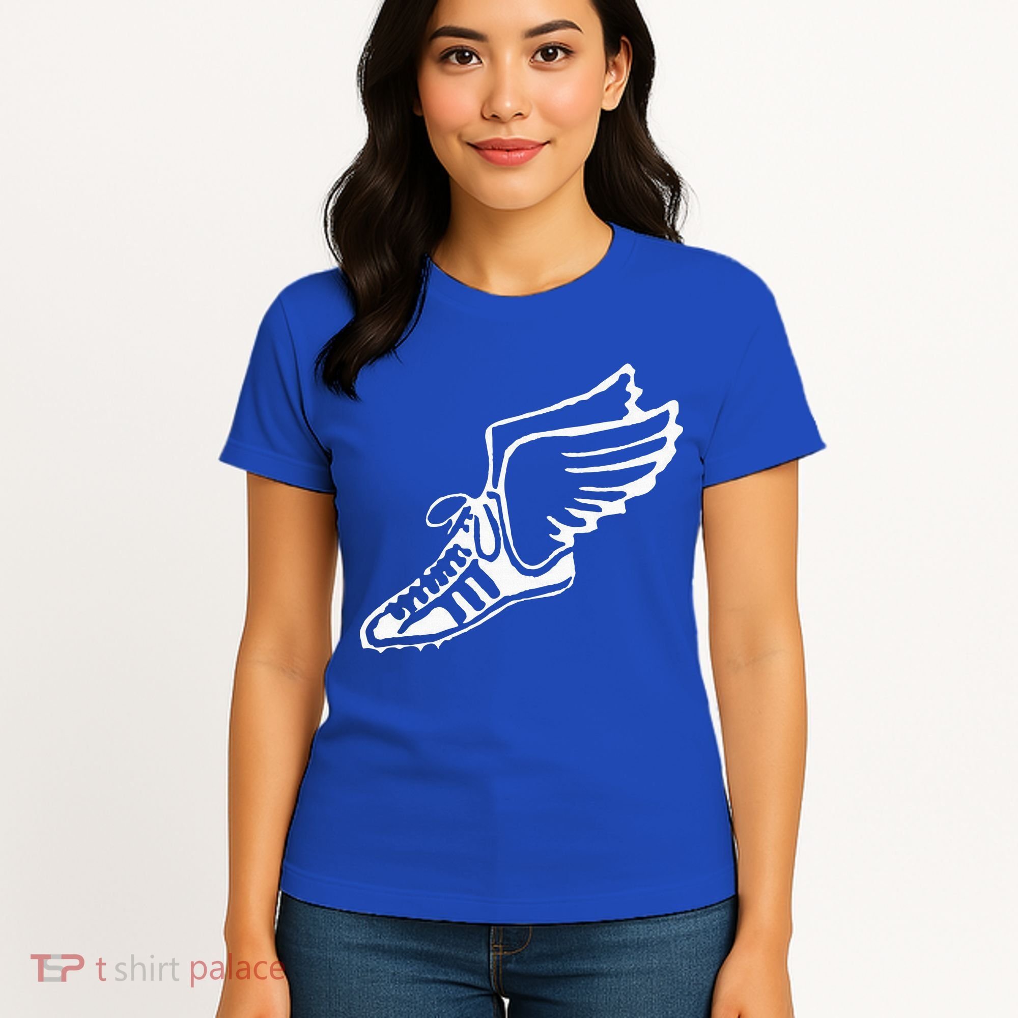Running Shoe With Wings Track And Field Sneaker Women's T-Shirt