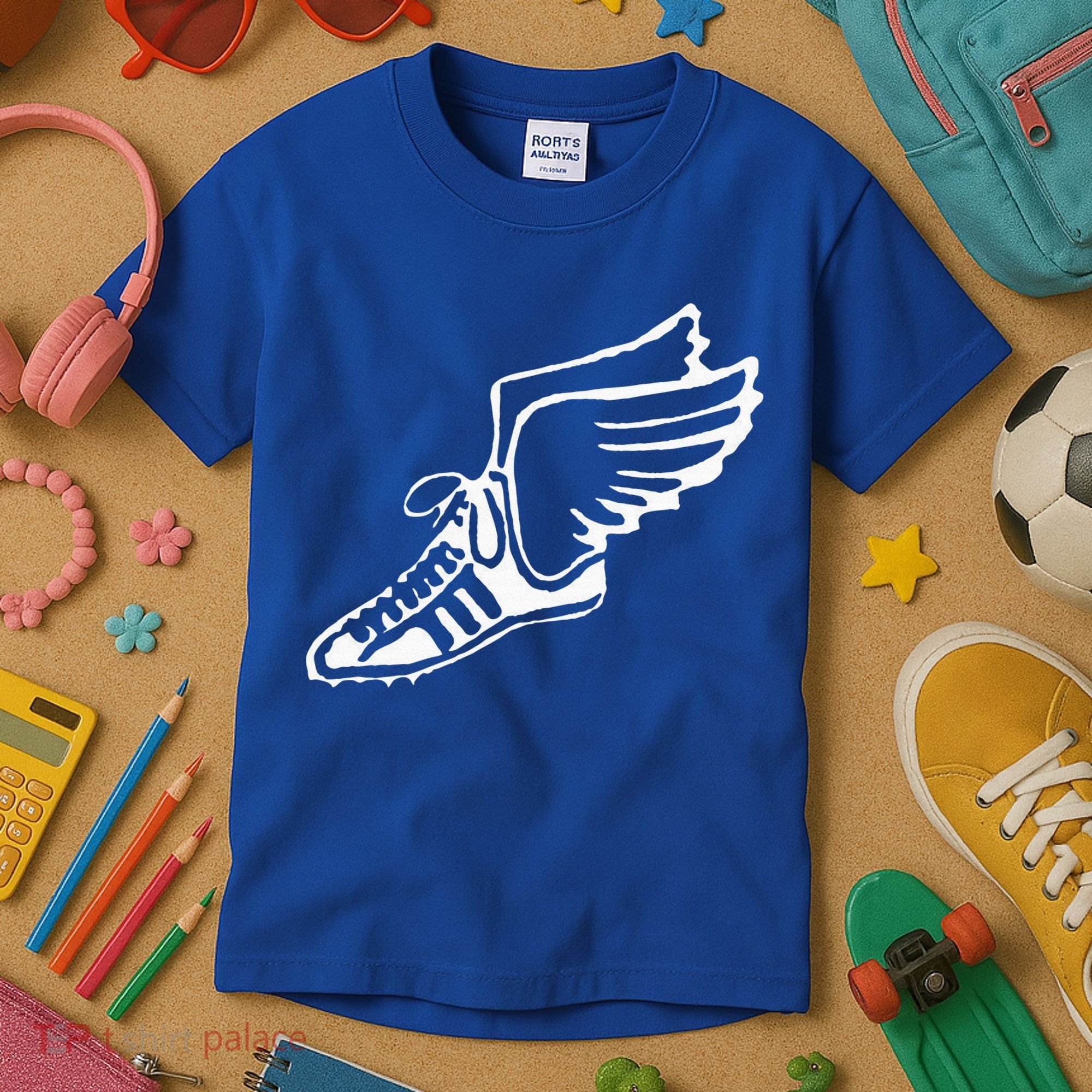 Running Shoe With Wings Track And Field Sneaker Kids T-Shirt
