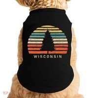 Retro Sunset Wisconsin Pine Tree Doggie Tank thumb 0