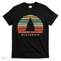 Retro Sunset Wisconsin Pine Tree T-Shirt thumb 0