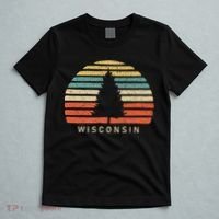 Retro Sunset Wisconsin Pine Tree T-Shirt thumb 5