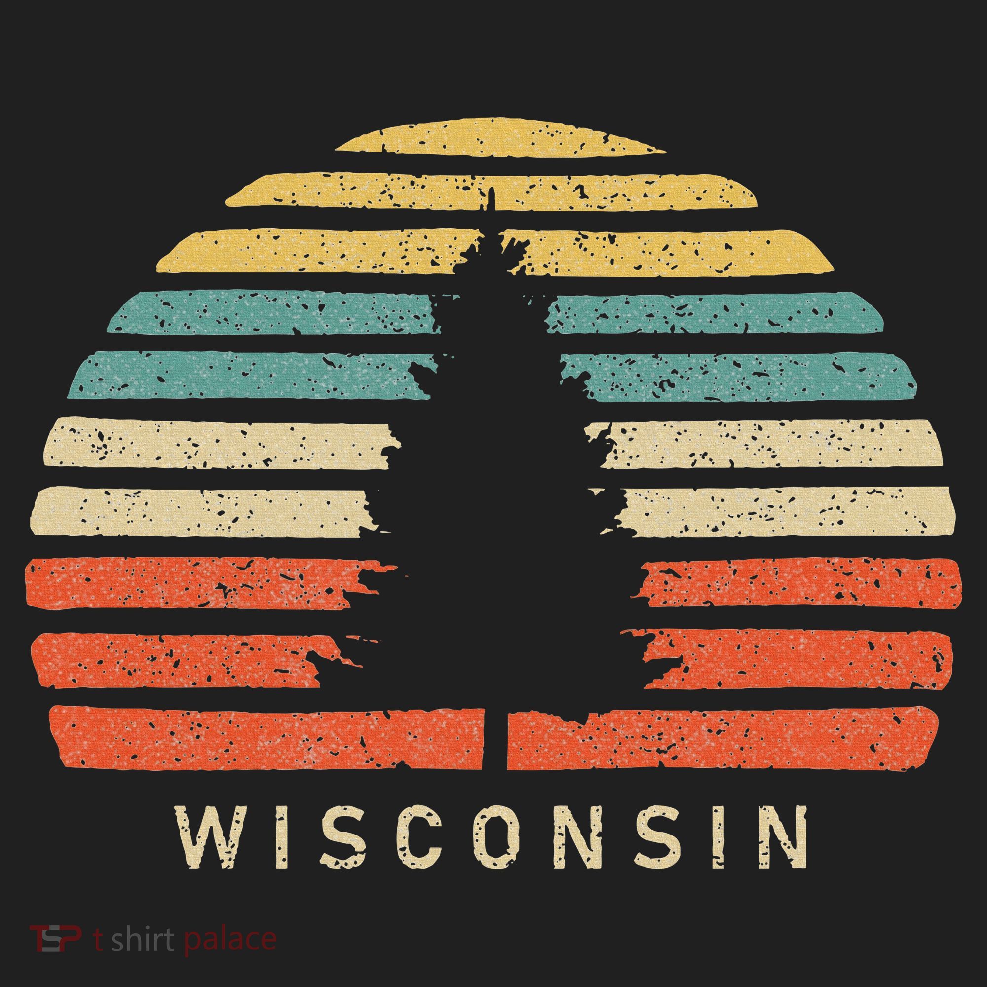 Retro Sunset Wisconsin Pine Tree Beanie