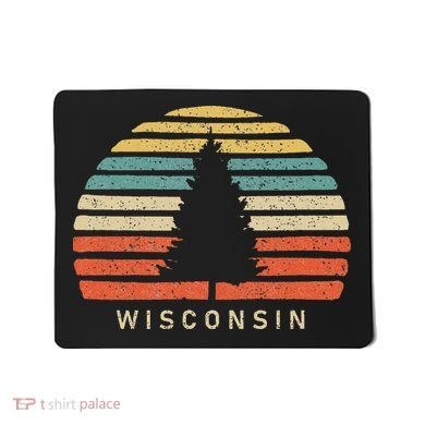 Retro Sunset Wisconsin Pine Tree Mousepad