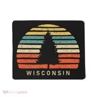 Retro Sunset Wisconsin Pine Tree Mousepad thumb 0