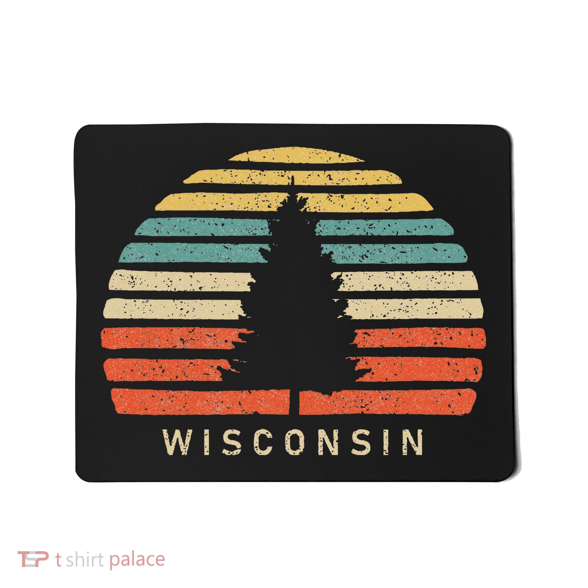 Retro Sunset Wisconsin Pine Tree Mousepad