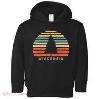 Retro Sunset Wisconsin Pine Tree Toddler Hoodie thumb 0