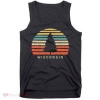 Retro Sunset Wisconsin Pine Tree Tank Top thumb 0
