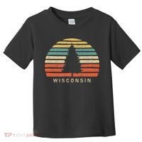 Retro Sunset Wisconsin Pine Tree Toddler T-Shirt thumb 0