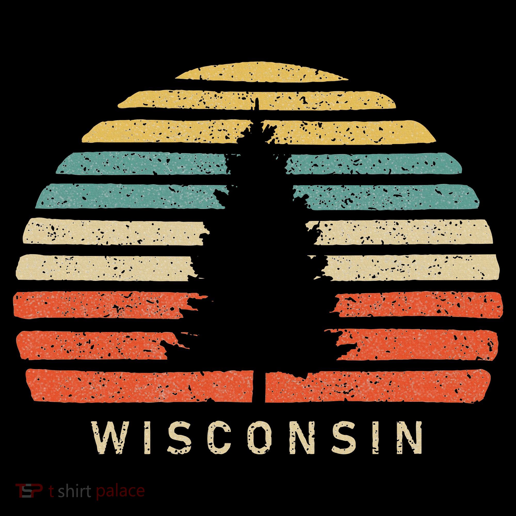 Retro Sunset Wisconsin Pine Tree Visor