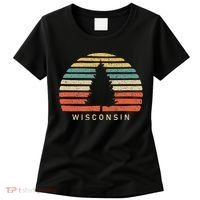 Retro Sunset Wisconsin Pine Tree Women's T-Shirt thumb 0