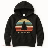 Retro Sunset Wisconsin Pine Tree Kids Hoodie thumb 0