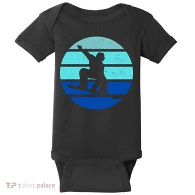 Retro Snowboarding Winter Sport Baby Bodysuit