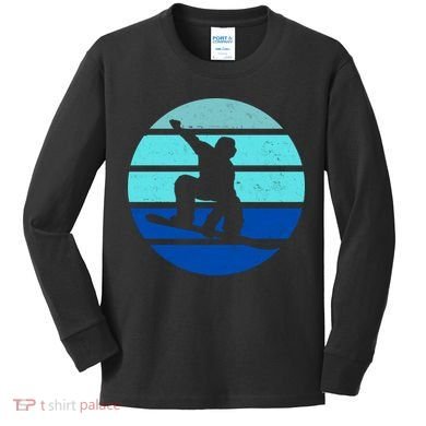 Retro Snowboarding Winter Sport Kids Long Sleeve Shirt