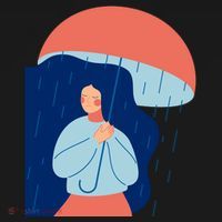 Rainy Sad Woman With Umbrella Mental Health Awareness Tote Bag thumb 4