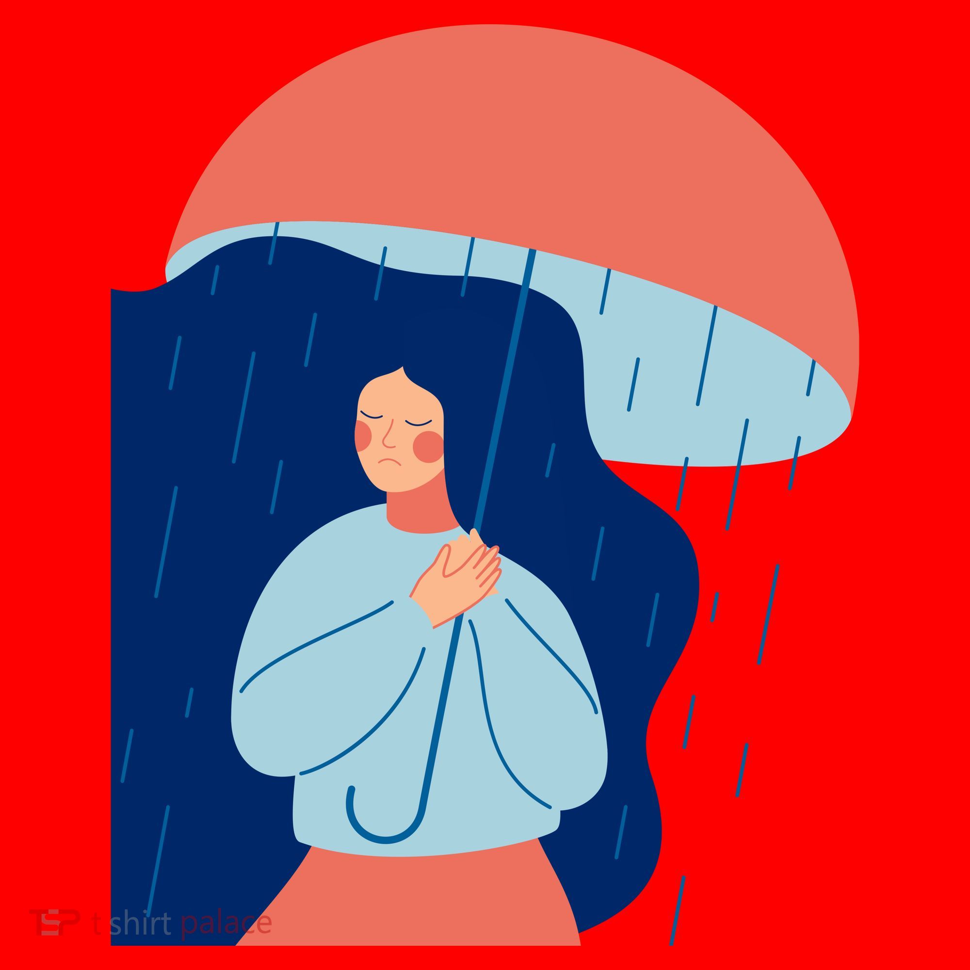 Rainy Sad Woman With Umbrella Mental Health Awareness Santa Hat