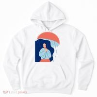 Rainy Sad Woman With Umbrella Mental Health Awareness Hoodie thumb 0