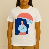 Rainy Sad Woman With Umbrella Mental Health Awareness T-Shirt thumb 4