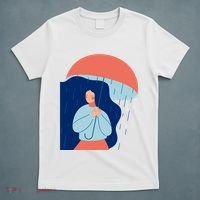 Rainy Sad Woman With Umbrella Mental Health Awareness T-Shirt thumb 5