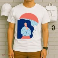 Rainy Sad Woman With Umbrella Mental Health Awareness T-Shirt thumb 6