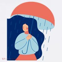 Rainy Sad Woman With Umbrella Mental Health Awareness T-Shirt thumb 7