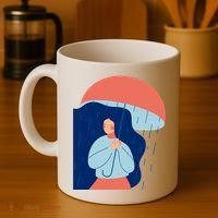 Rainy Sad Woman With Umbrella Mental Health Awareness Coffee Mug thumb 4