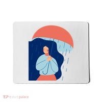 Rainy Sad Woman With Umbrella Mental Health Awareness Mousepad thumb 0