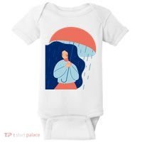 Rainy Sad Woman With Umbrella Mental Health Awareness Baby Bodysuit thumb 0