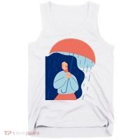 Rainy Sad Woman With Umbrella Mental Health Awareness Tank Top thumb 0