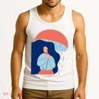 Rainy Sad Woman With Umbrella Mental Health Awareness Tank Top thumb 3