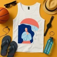 Rainy Sad Woman With Umbrella Mental Health Awareness Tank Top thumb 4