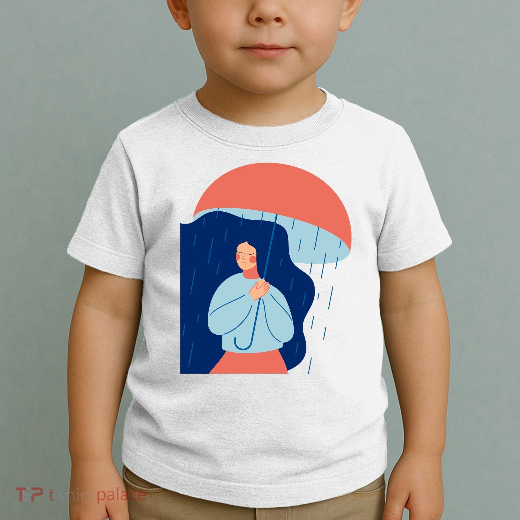 Rainy Sad Woman With Umbrella Mental Health Awareness Toddler T-Shirt