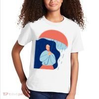 Rainy Sad Woman With Umbrella Mental Health Awareness Kids T-Shirt thumb 2