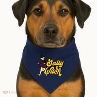 Retro Salty Witch Funny Halloween Girl USA-Made Doggie Bandana thumb 1