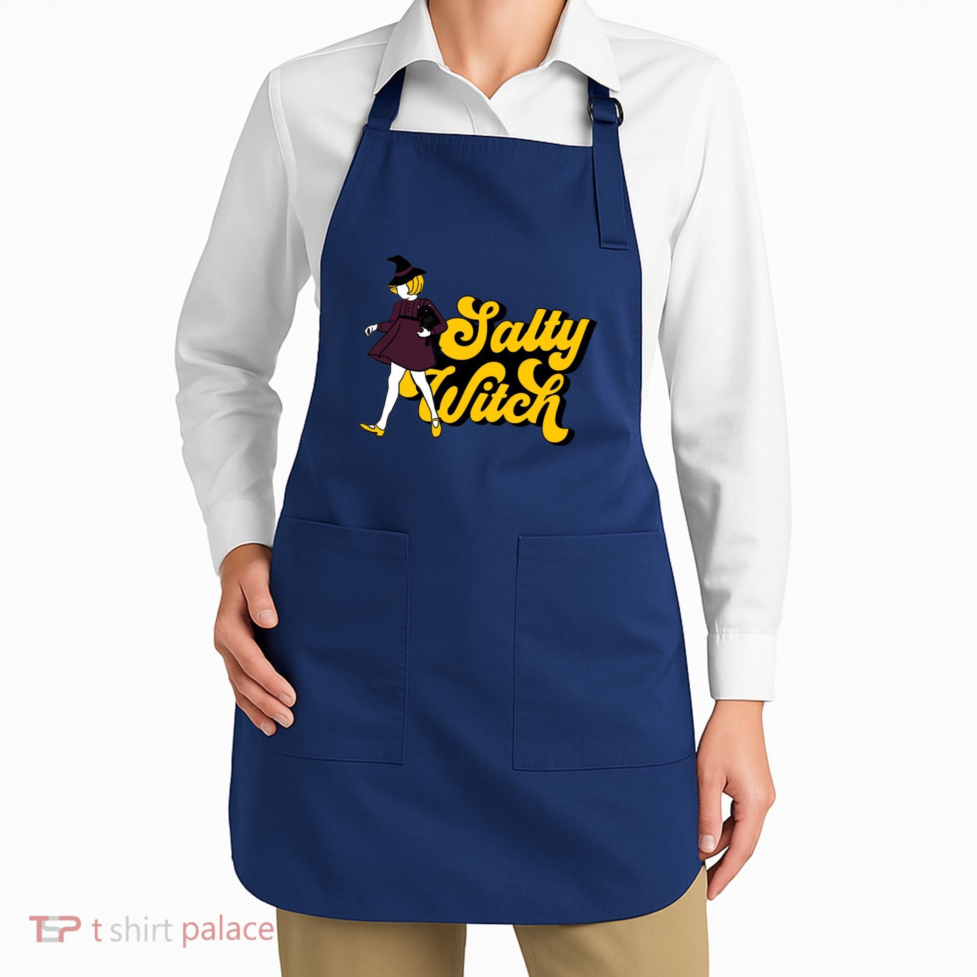 Retro Salty Witch Funny Halloween Girl Apron