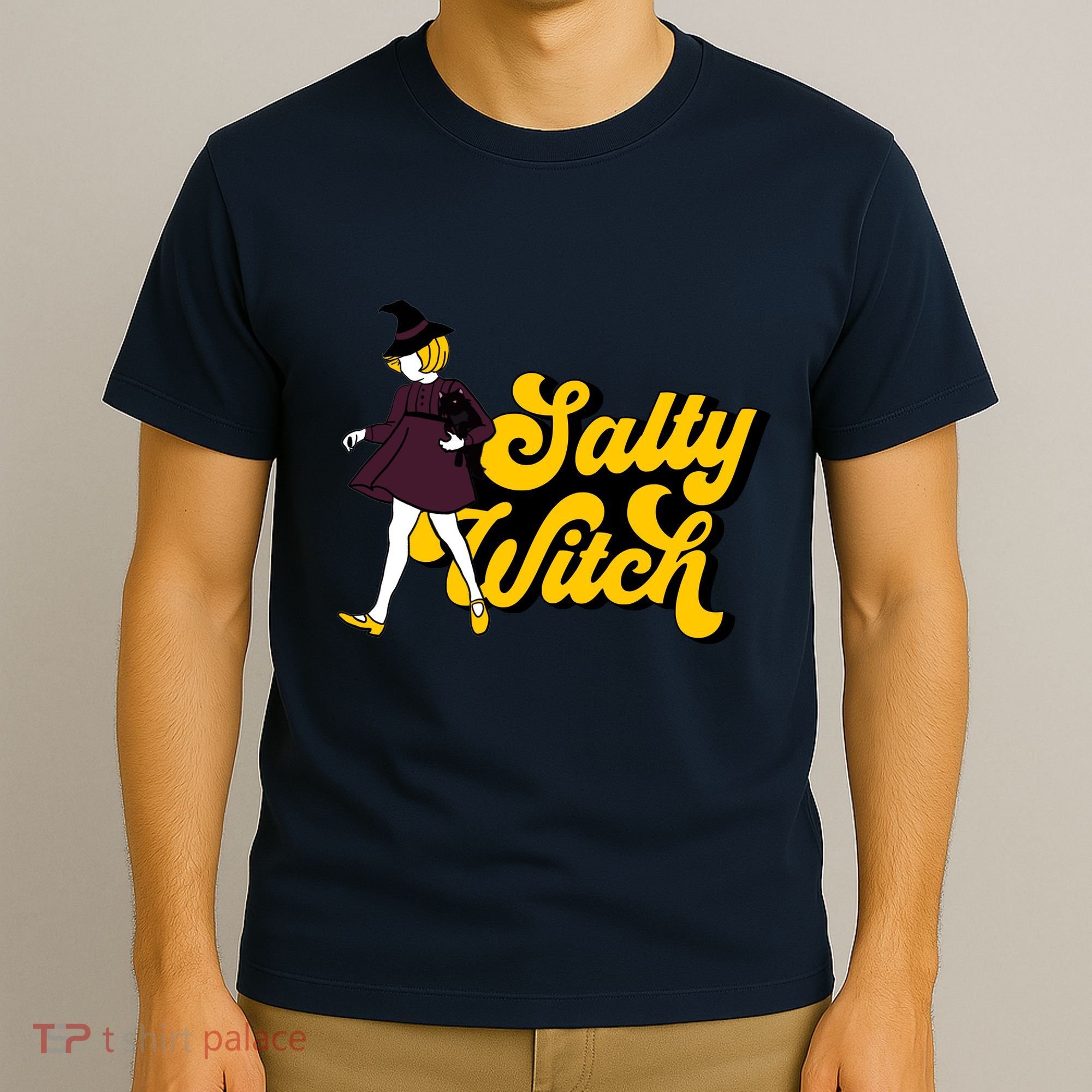 Retro Salty Witch Funny Halloween Girl T-Shirt