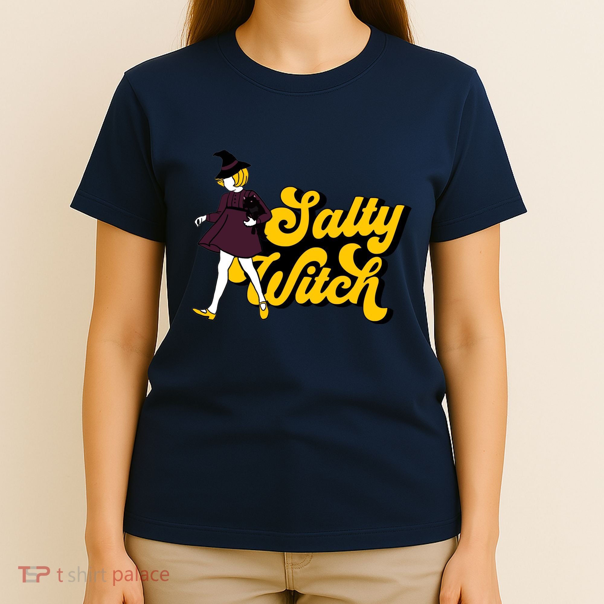 Retro Salty Witch Funny Halloween Girl T-Shirt