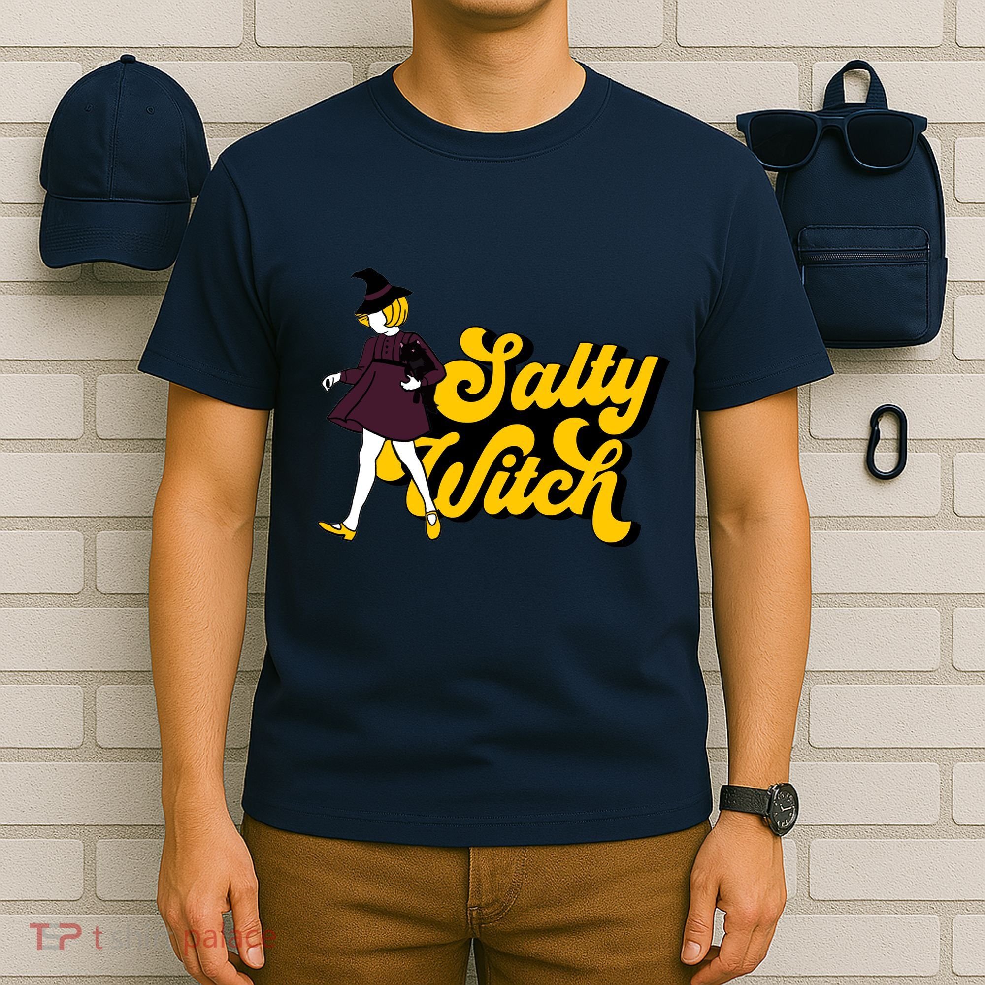 Retro Salty Witch Funny Halloween Girl T-Shirt