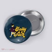 Retro Salty Witch Funny Halloween Girl Button thumb 0