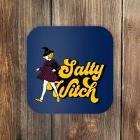 Retro Salty Witch Funny Halloween Girl Coaster thumb 0