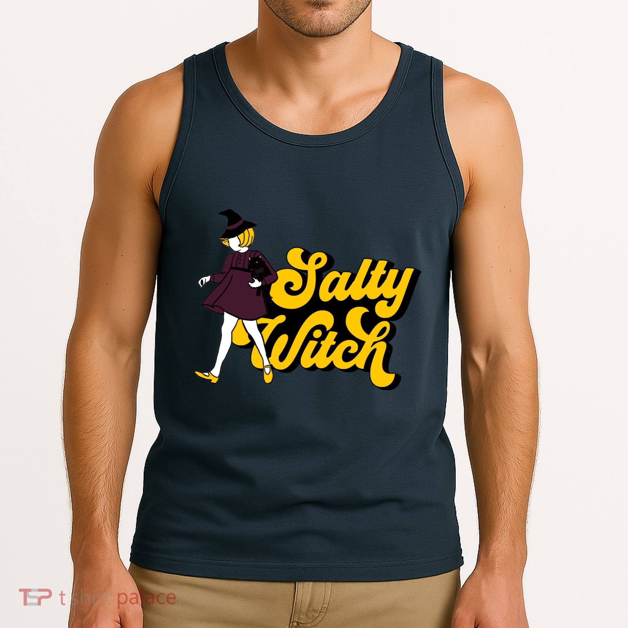 Retro Salty Witch Funny Halloween Girl Tank Top
