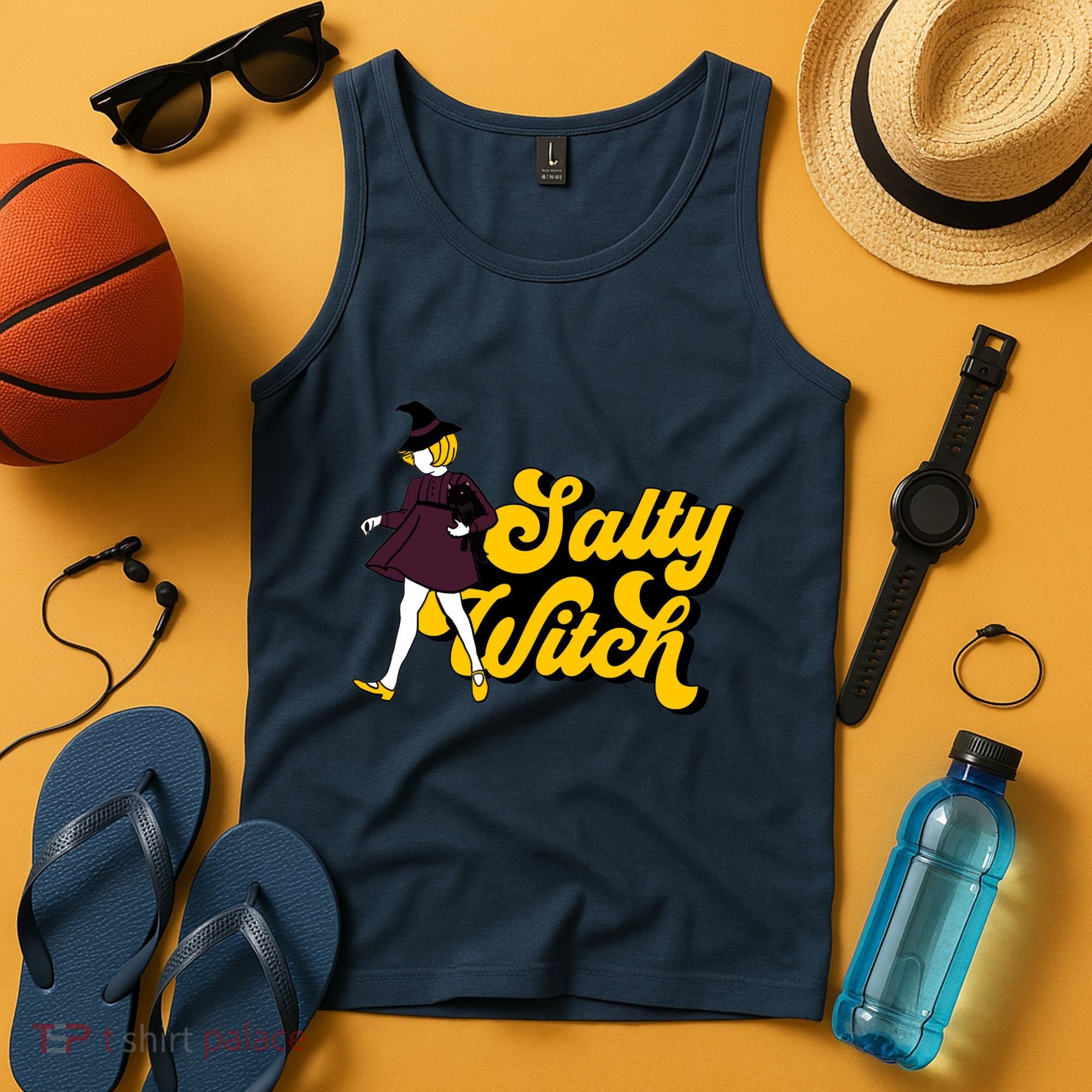 Retro Salty Witch Funny Halloween Girl Tank Top