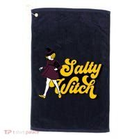 Retro Salty Witch Funny Halloween Girl Golf Towel thumb 0