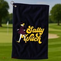 Retro Salty Witch Funny Halloween Girl Golf Towel thumb 1