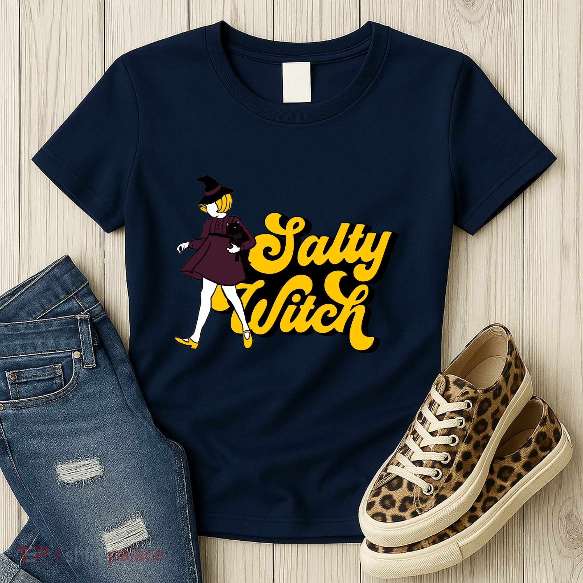 Retro Salty Witch Funny Halloween Girl Women's T-Shirt