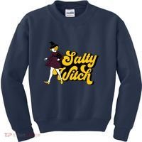 Retro Salty Witch Funny Halloween Girl Kids Sweatshirt thumb 0